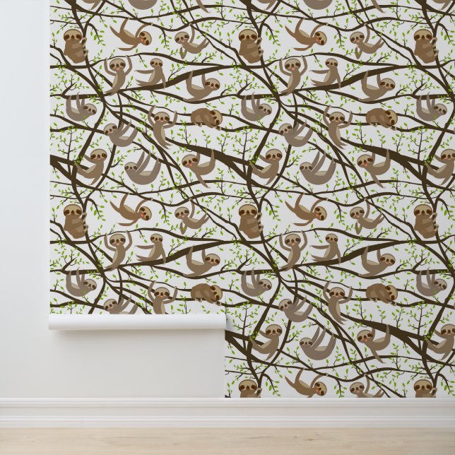 Papier Peint Ajouter votre initiale | Smiling Sloth Motif (Application)