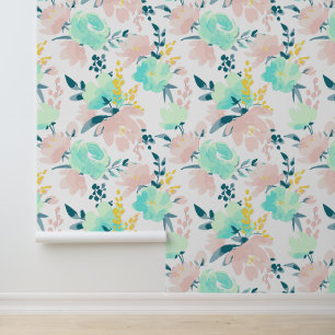 Papier Peint Ajoutez votre nom   Motif d'aquarelle florale