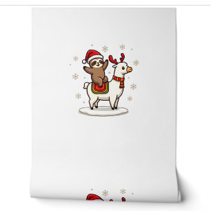 Papier Peint Alpaca Paresseux Noël (3)