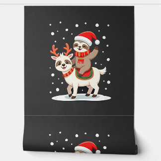 Papier Peint Alpaca Paresseux Noël (4)