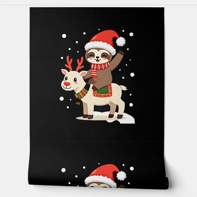 Papier Peint Alpaca Sloth Christmas (3) (Déroulement)