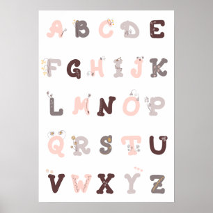 Papier peint alphabet floral pour la décoration de