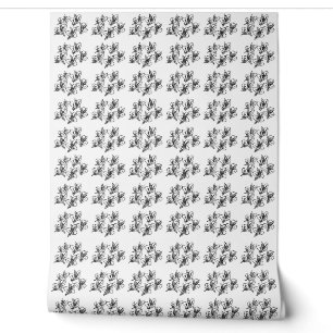 Papier Peint Alstroemeria fleurs noir et blanc motif