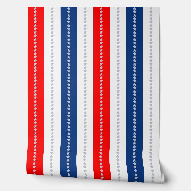 Papier Peint Americana Red White Blue Stars & Stripes (Déroulement)