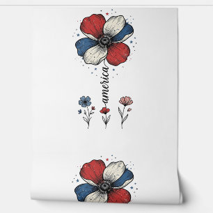 Papier Peint Amérique Floral Patriotique Vintage Vector Design_