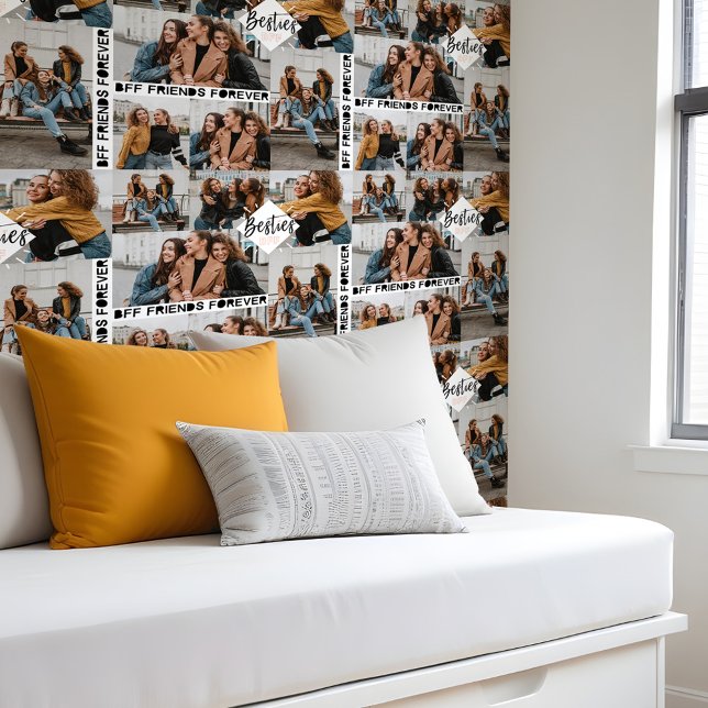 Papier Peint Amusant BFF tendance Meilleurs amis pour toujours  (Fun Trendy BFF Best Friends Forever Photo Collage Wallpaper)