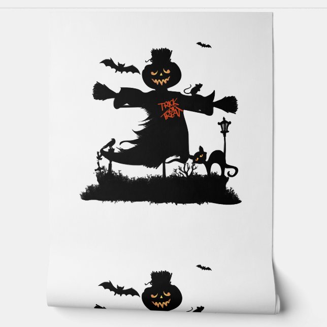 Papier Peint Amusant design d'halloween avec épouvantail (Déroulement)