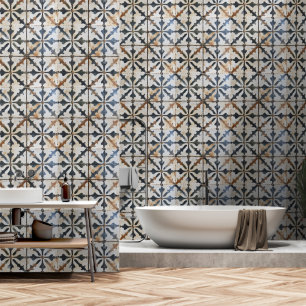 Papier Peint Ancien motif de carreaux italiens blancs