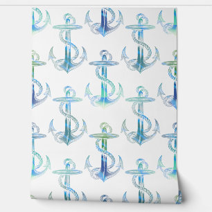 Papier Peint Ancre Blue Green Beach Wallpaper