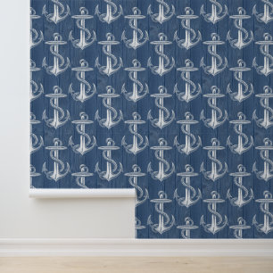 Papier Peint Ancre Vintage Blue Wood Beach Fond d'écran