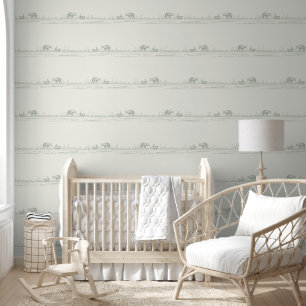 Papier Peint Animaux de nurserie de conte de fées vert sauge