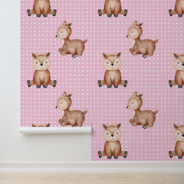 Papier Peint Animaux mignons rose (Application)