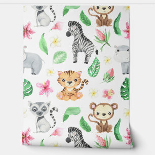 Papier Peint Animaux sauvages Jungle Thème Pépinière Enfants