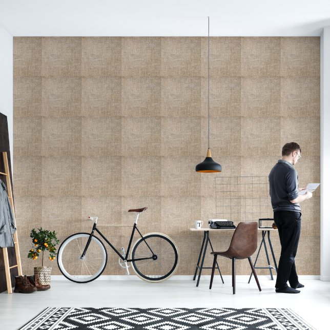 Papier Peint Apparence Faux Beige Weave (Salon)