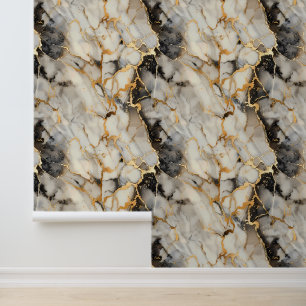 Papier Peint Apparence métallique or marron neutre