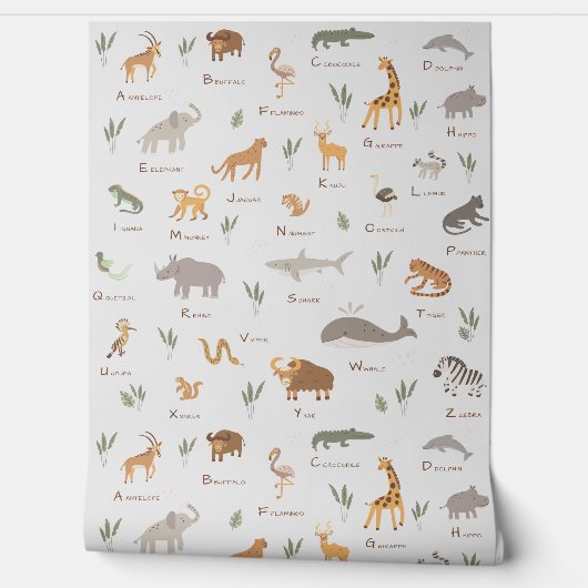 Papier Peint Apprendre ABC Animaux Sauvages Amusant (Déroulement)