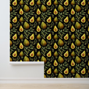 Papier Peint Aquarelle Avacado et Branches Motif