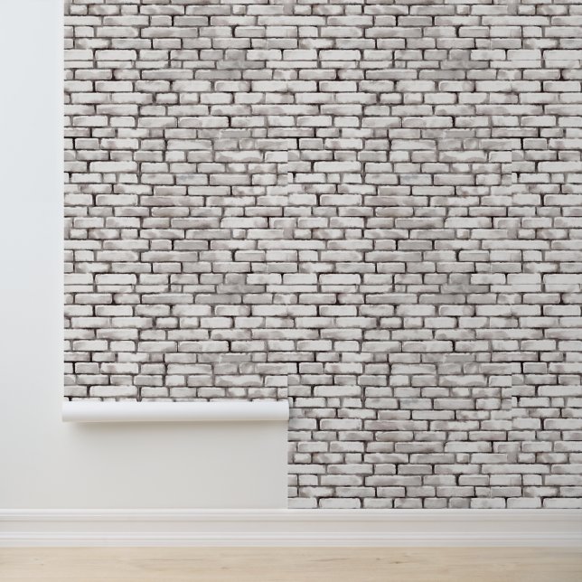 Papier Peint Aquarelle Blanc briques Motif gris gris élégant (Application)