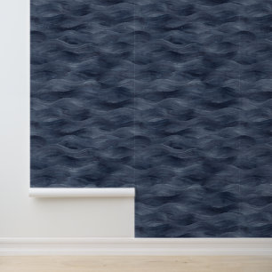 Papier Peint Aquarelle Bleu Zodiac Mer Noire Waves Beach House