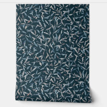 Aquarelle botanique gris bleu feuilles sur bleu fo