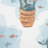 Papier Peint Aquarelle de baleine mignonne Nautique bébé Nourri (Couture)