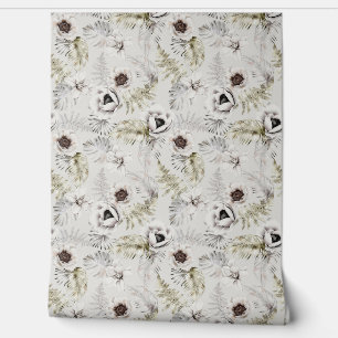 Papier Peint Aquarelle de feuillage blanc