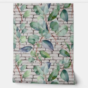 Papier Peint Aquarelle Eucalyptus brique Feuille Verdure tendan