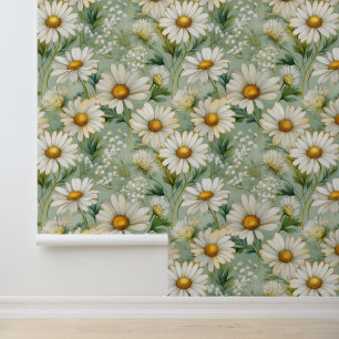 Papier Peint Aquarelle Floral Daisy Garden