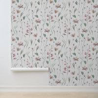 Aquarelle Florale Botanique Rose Vert Pastel