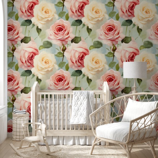 Papier Peint Aquarelle Florale Motif sans joint (Enfants)