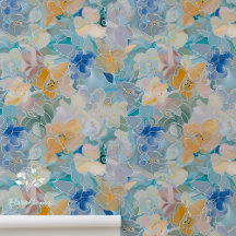 Aquarelle Florale Plutôt Vibrante Bleu & Jaune