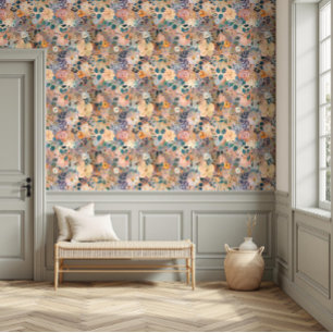 Papier Peint Aquarelle Florale Plutôt Vibrante Peach & Purple