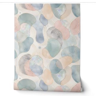 Papier Peint Aquarelle Formes Organiques Opale Pastel