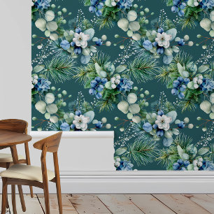 Papier Peint Aquarelle hiver BleuBerry Noël