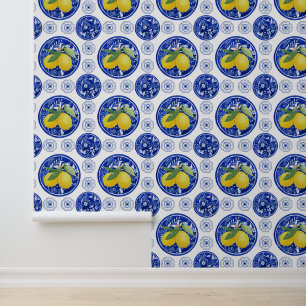 Papier Peint Aquarelle Italienne Carrelage Citron Motif
