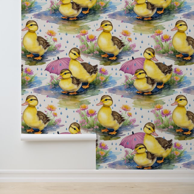 Papier Peint Aquarelle Mallard Ducklings (Application)