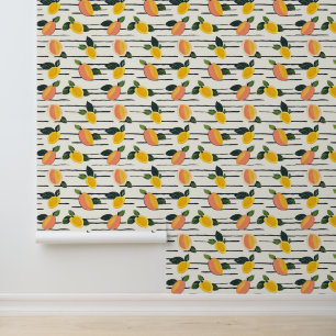 Papier Peint Aquarelle Mango Motif avec Feuilles verts (2)