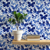 Aquarelle Papillon bleu et blanc