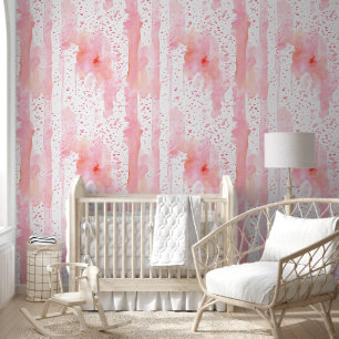 Papier Peint Aquarelle Pink Stripes et Splatz