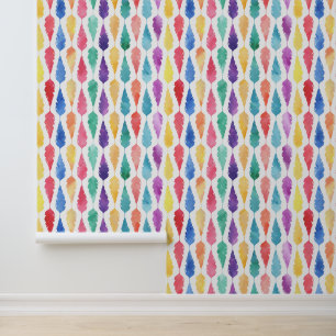 Papier Peint Aquarelle Rainbow Feather Motif
