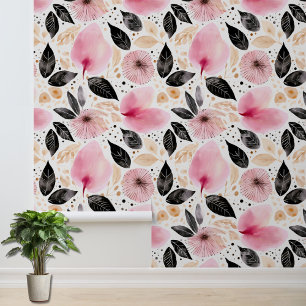 Papier Peint Aquarelle rose Fleurs Motif