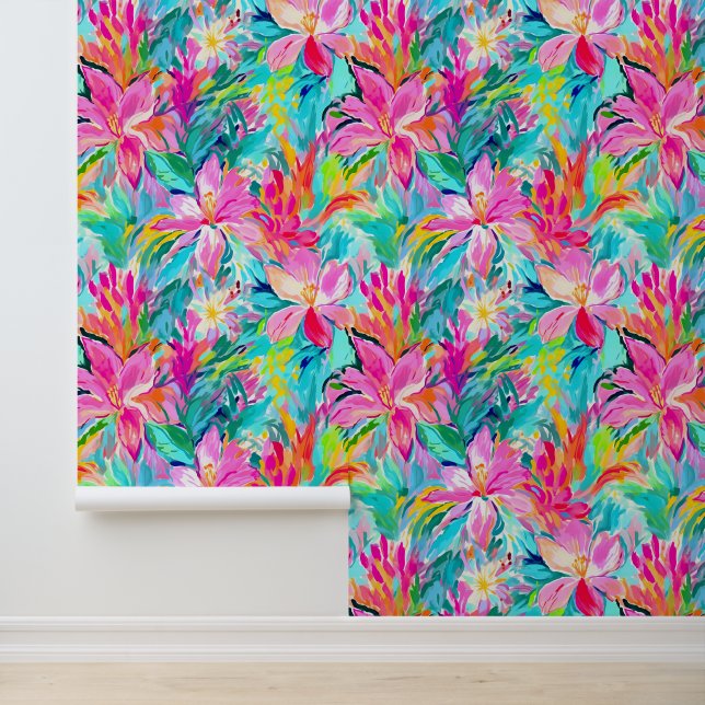 Papier Peint Aquarelle rose Lily Oasis (Application)