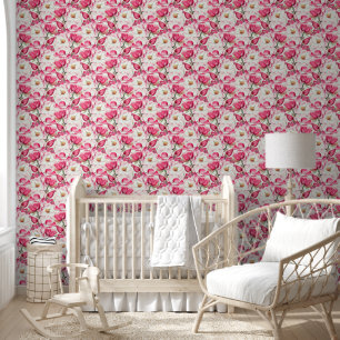 Papier Peint Aquarelle rose Magnolia Motif