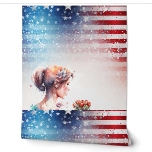 Papier Peint Aquarelle Saint-Valentin au style patriotique