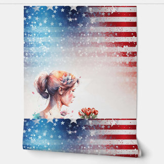 Papier Peint Aquarelle Saint-Valentin au style patriotique