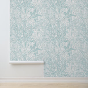 Papier Peint Aquarelle sous-marine Plantes Starfish Aqua Coasta
