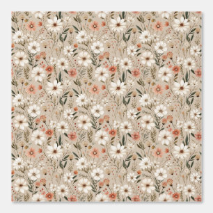 Papier Peint Aquarelle Terre Tone Boho Coral rose Blanc Floral
