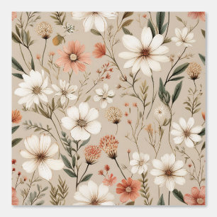 Papier Peint Aquarelle Terre Tone Boho Coral rose Blanc Floral