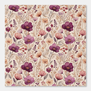 Papier Peint Aquarelle Terre Tone Ressort Floral Magenta Rose