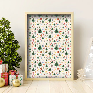 Papier Peint Aquarelle Thématique de Noël Cosy Whimsical